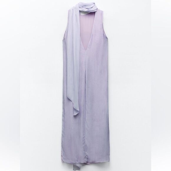 Zara flowy printed dress without scarf - Picture 8 of 11